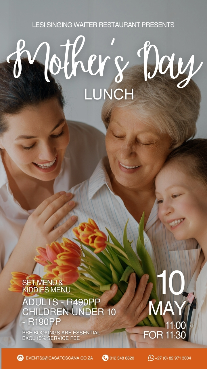 Mothersday lunch with Live Music by Singing Waiters '26